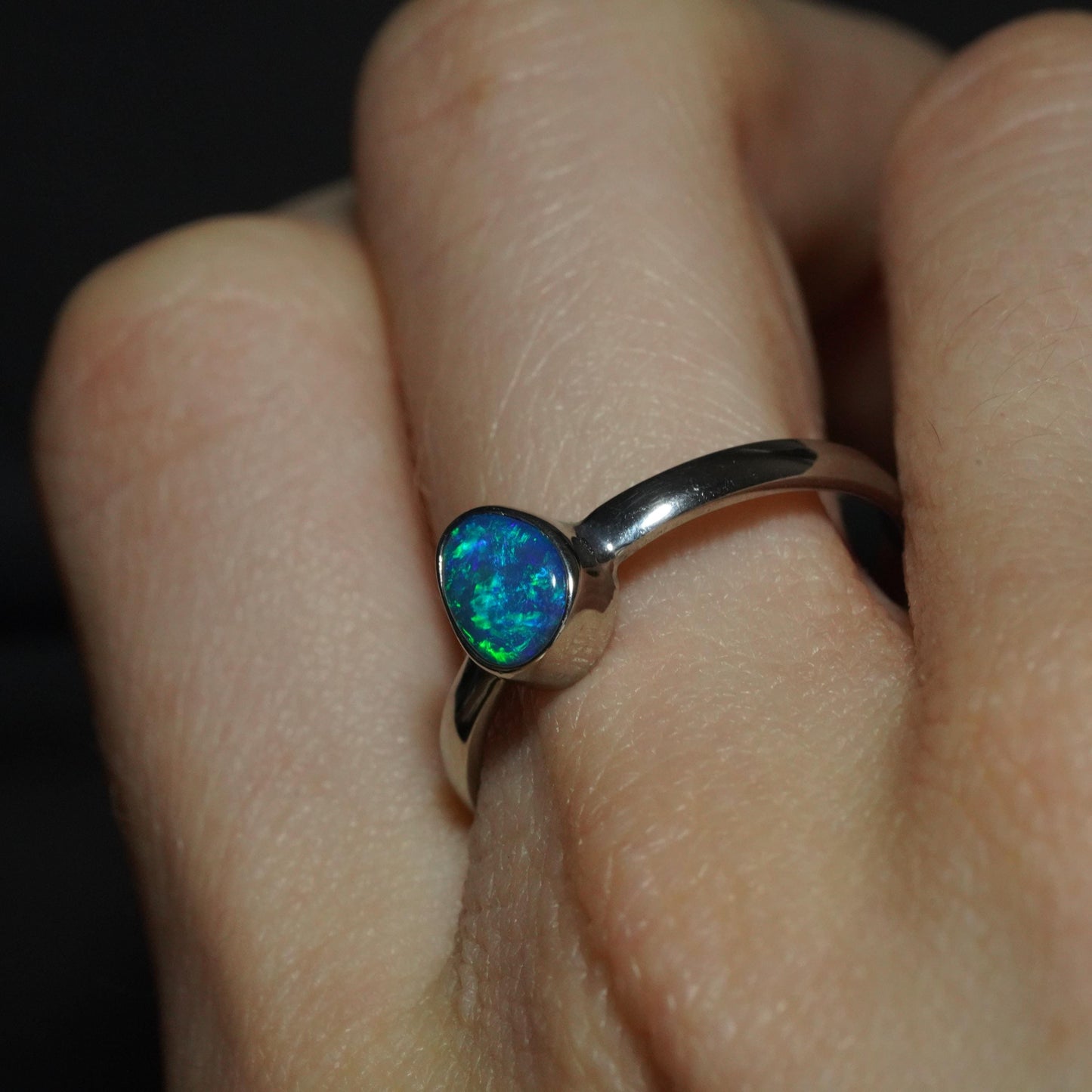 Australian Opal Doublet Silver Ring Size 9 US | Natural Unique Colourful Opal | Gift For Women October Birthstone
