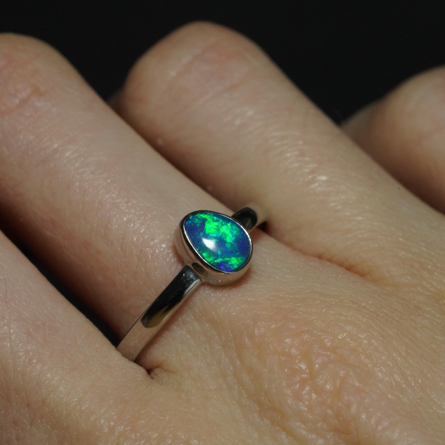 Australian Opal Doublet Silver Ring Size 9 US | Natural Unique Colourful Opal | Gift For Women October Birthstone