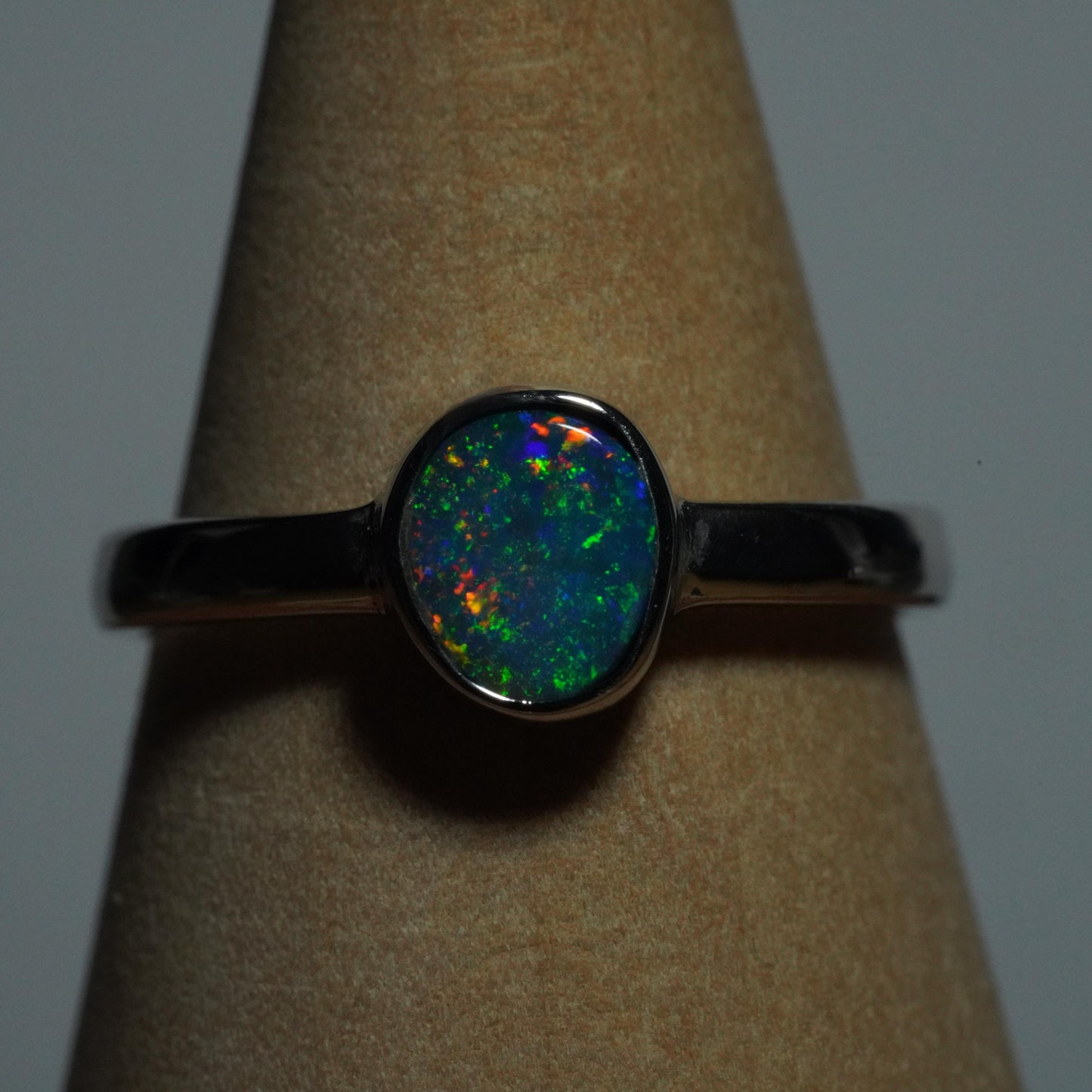 Australian Opal Doublet Silver Ring Size 6 US | Natural Unique Colourful Opal | Gift For Women October Birthstone