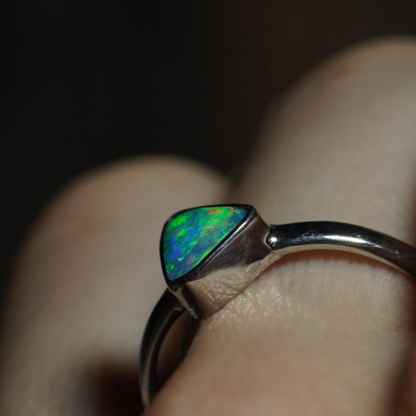 Australian Opal Silver Ring Size 7 | Natural Unique Colourful Opal | Gift For Women October Birthstone