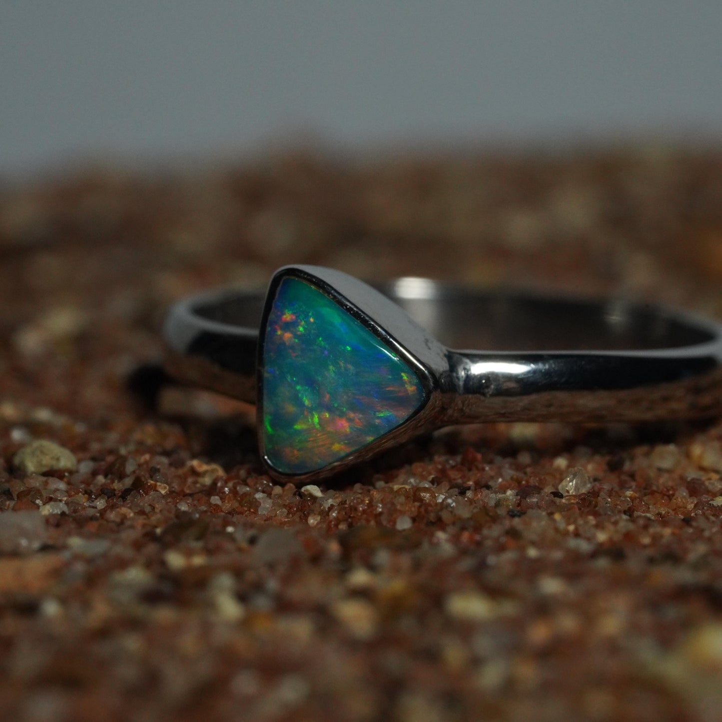 Australian Opal Silver Ring Size 7 | Natural Unique Colourful Opal | Gift For Women October Birthstone
