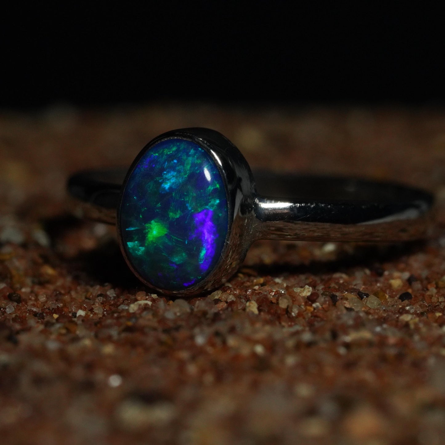 Australian Opal Doublet Silver Ring Size 8 US | Natural Unique Colourful Opal | Gift For Women October Birthstone