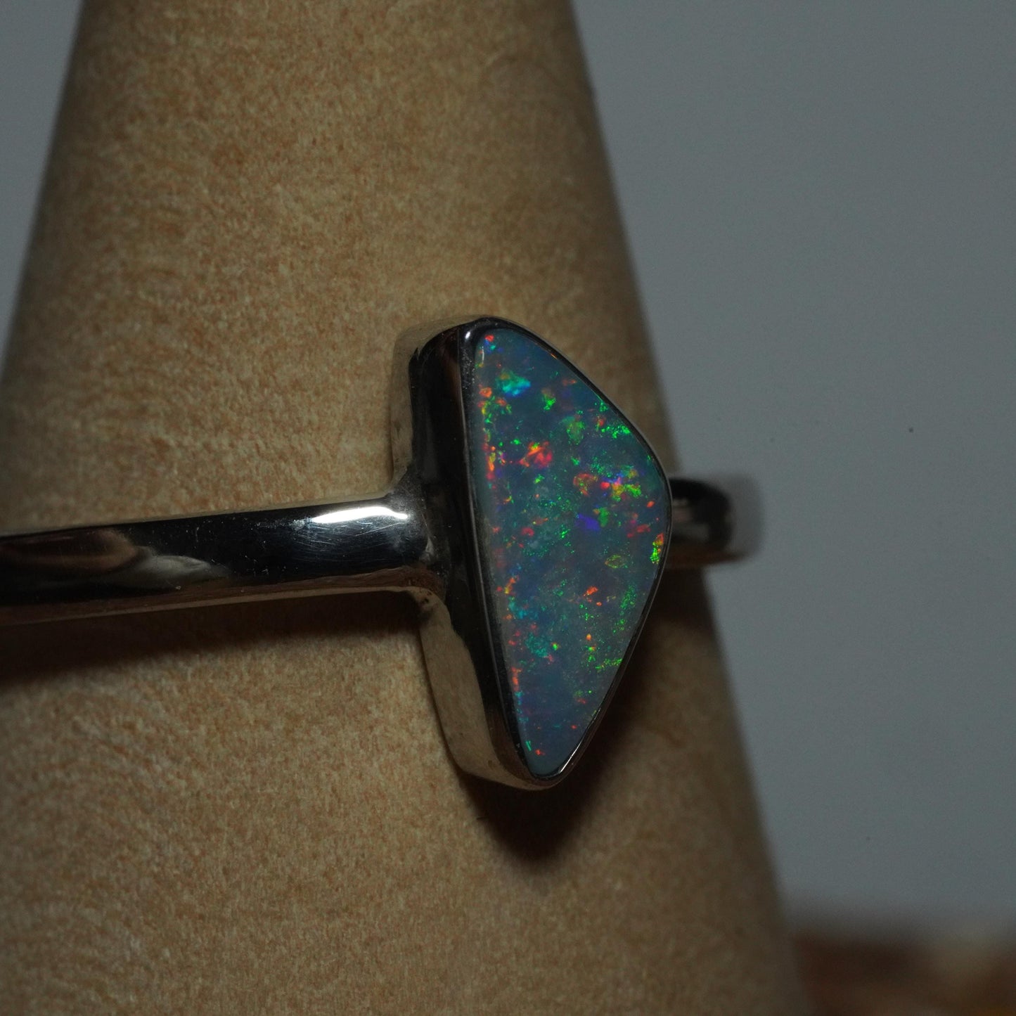 Australian Opal Doublet Silver Ring Size 9 US | Natural Unique Colourful Opal | Gift For Women October Birthstone