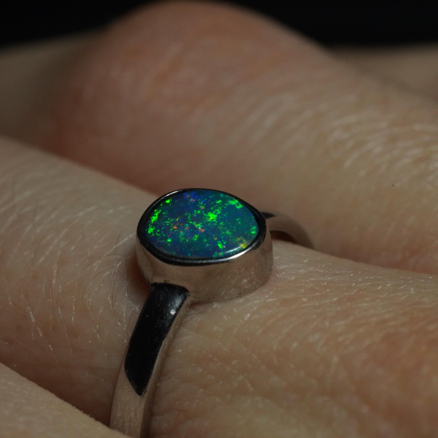 Australian Opal Doublet Silver Ring Size 6 US | Natural Unique Colourful Opal | Gift For Women October Birthstone