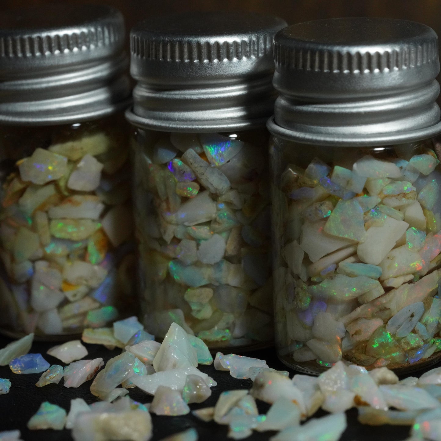 Raw Rough Opal Chip Jar | Gift for them | October Birthstone