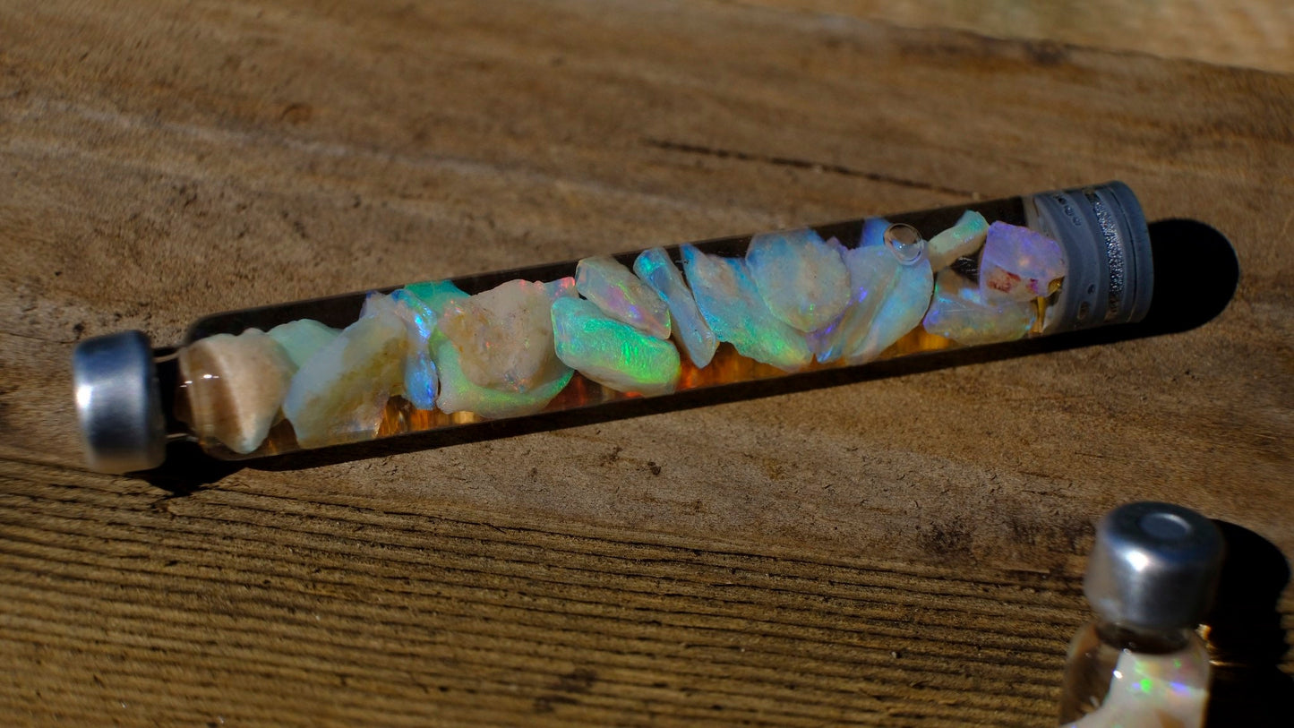 Raw Rough Opal Chip Tube | Gift for her him | October Birthstone