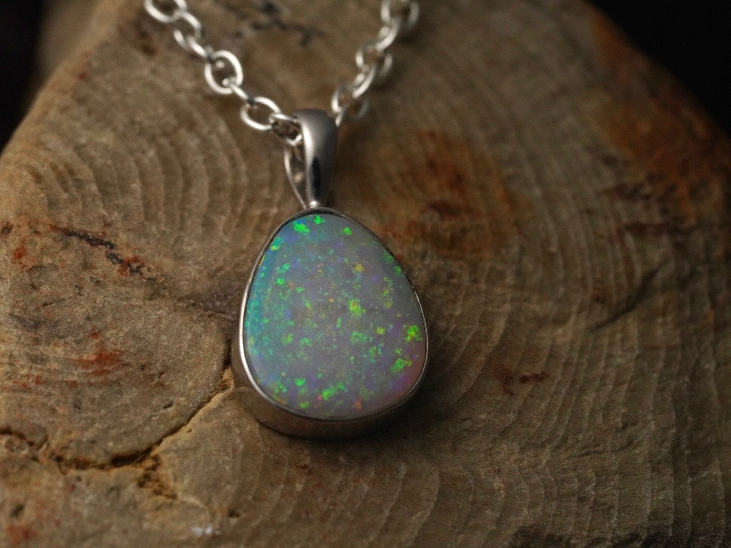 Australian Opal Solid Pendant | Natural Rainbow Sparkling Opal | Gift For Women October Birthstone