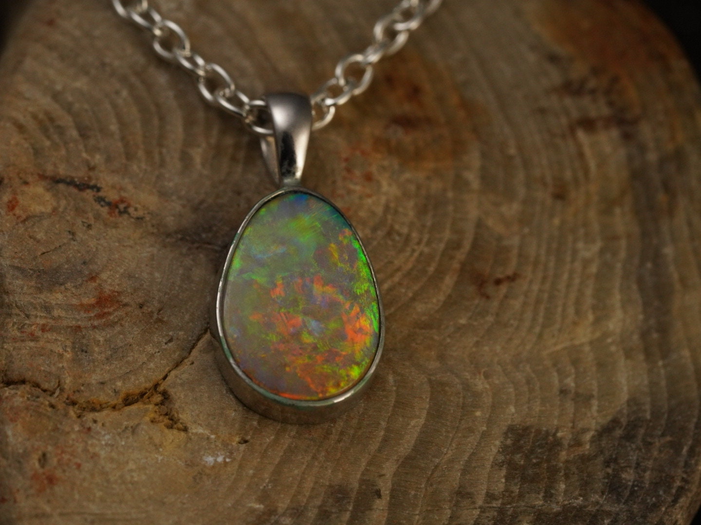 Australian Opal Solid Pendant | Natural Rainbow Speckled Opal | Gift For Women October Birthstone