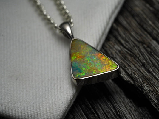 Australian Opal Doublet Pendant | Natural Rainbow Sparkling Opal | Gift For Women October Birthstone