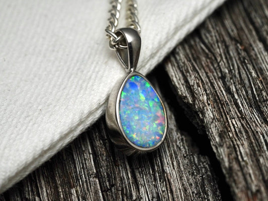 Australian Opal Solid Pendant | Natural Rainbow Speckled Opal | Gift For Women October Birthstone