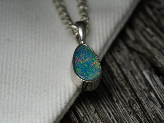 Australian Opal Solid Pendant | Natural Rainbow Speckled Opal | Gift For Women October Birthstone