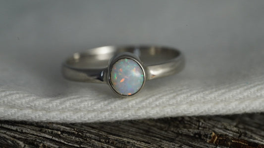 Solid Australian Opal Silver Ring | Beautiful unique Crystal Opal | Size 7 US