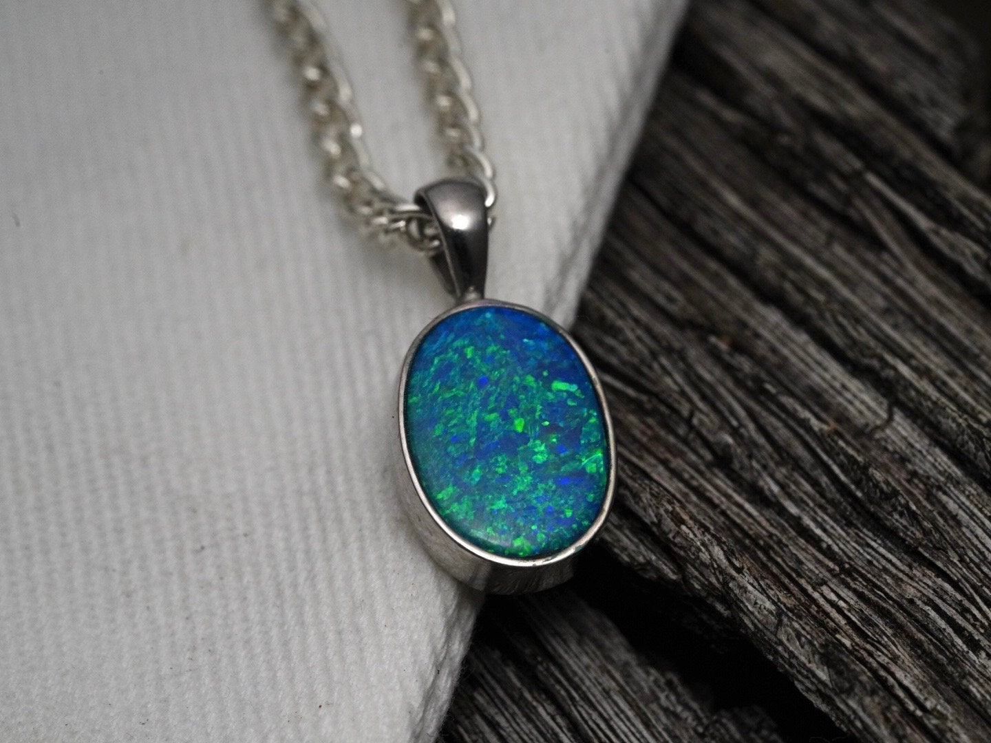 Australian Opal Doublet Pendant | Natural Deep Beautiful Blue Opal | Gift For Women October Birthstone