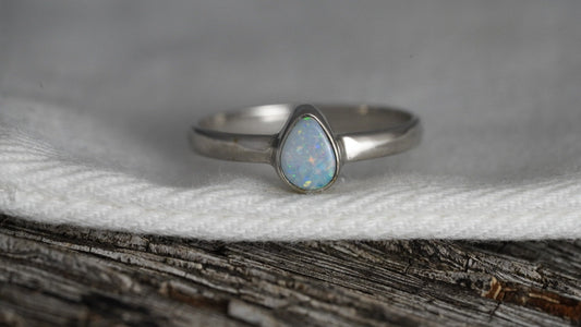 Doublet Australian Opal Silver Ring | Beautiful unique Crystal Opal | Size 7 US