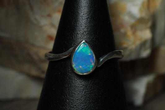 Australian Opal Silver Ring Size 7 | Natural Unique Colourful Opal | Gift For Women October Birthstone