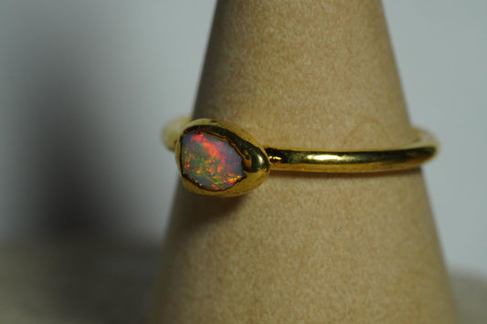 Single Raw Opal Gold Ring | Unique Gift for Her | October Birthstone | Electrform Opal Ring | Size 7