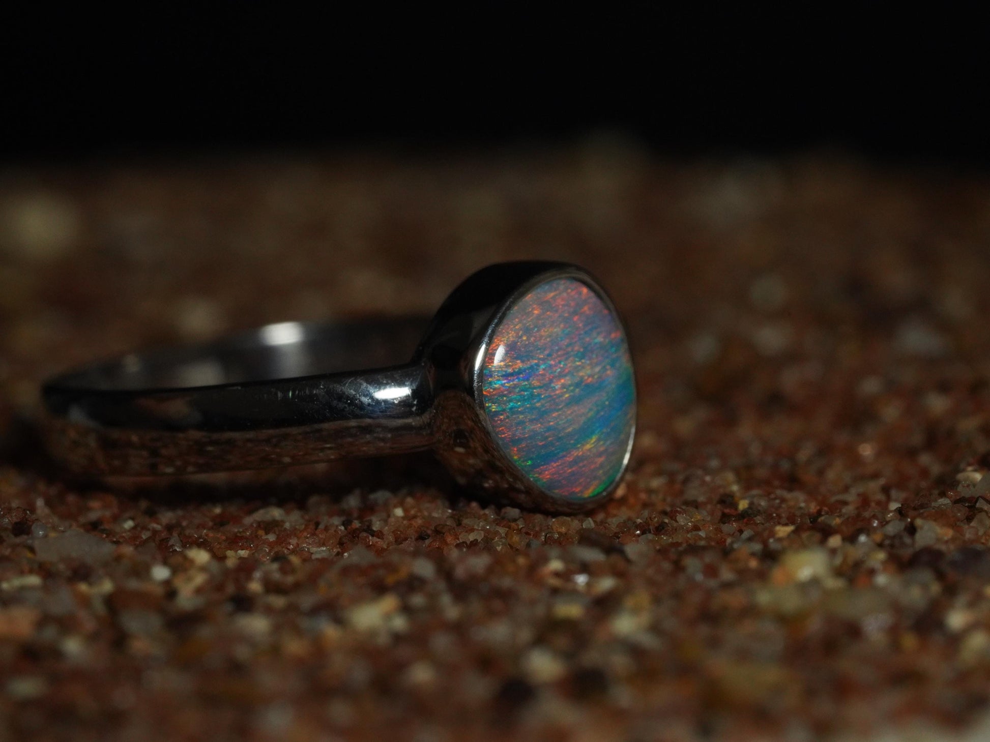 Australian Opal Doublet Silver Ring Size 7 US | Natural Unique Colourful Opal | Gift For Women October Birthstone
