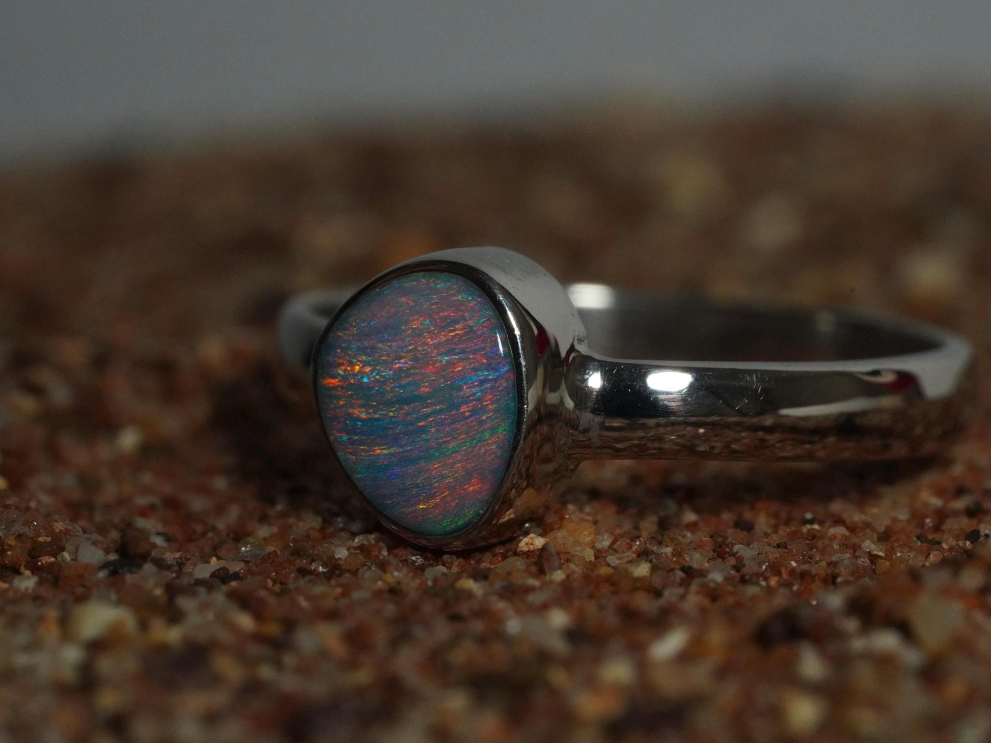 Australian Opal Doublet Silver Ring Size 7 US | Natural Unique Colourful Opal | Gift For Women October Birthstone