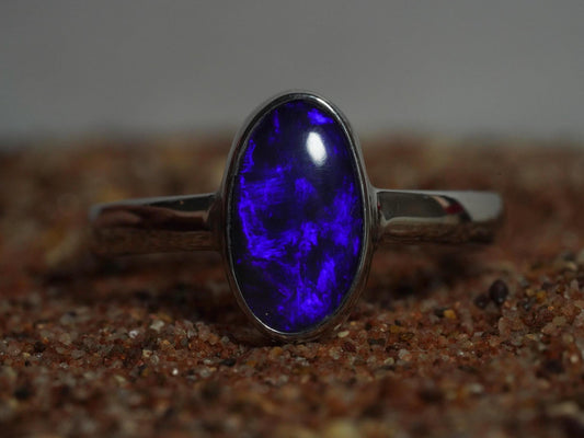 Australian Opal Doublet Silver Ring Size 9 US | Natural Unique Colourful Opal | Gift For Women October Birthstone