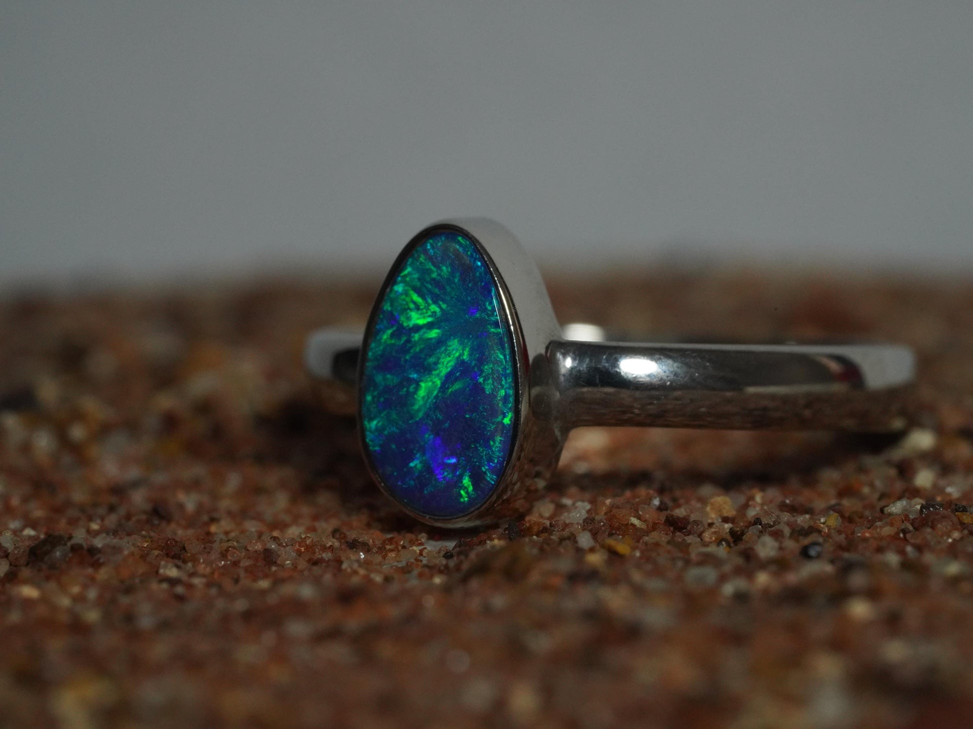 Australian Opal Doublet Silver Ring Size 8 US | Natural Unique Colourful Opal | Gift For Women October Birthstone