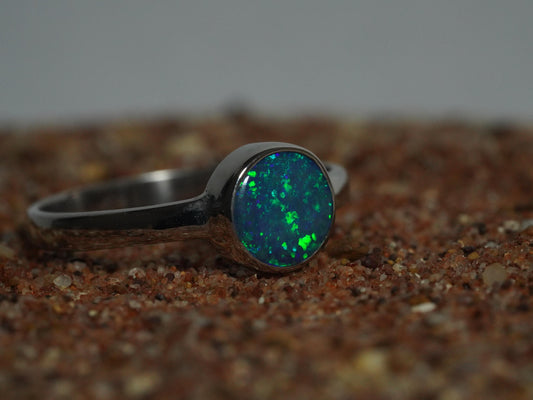 Australian Opal Doublet Silver Ring Size 7 US | Natural Unique Colourful Opal | Gift For Women October Birthstone