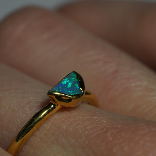 Single Raw Opal Gold Ring | Unique Gift for Her | October Birthstone | Electrform Opal Ring | US Size 6