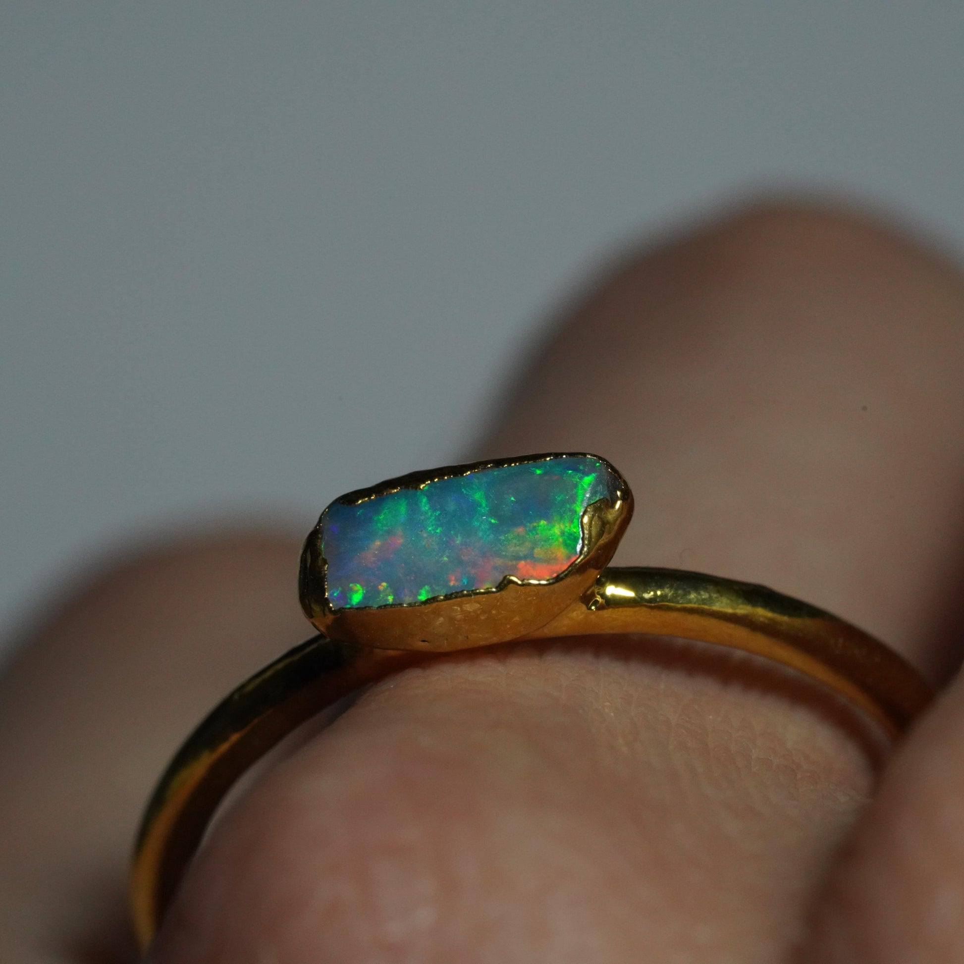 Single Raw Opal Gold Ring | Unique Gift for Her | October Birthstone | Electrform Opal Ring | US Size 9