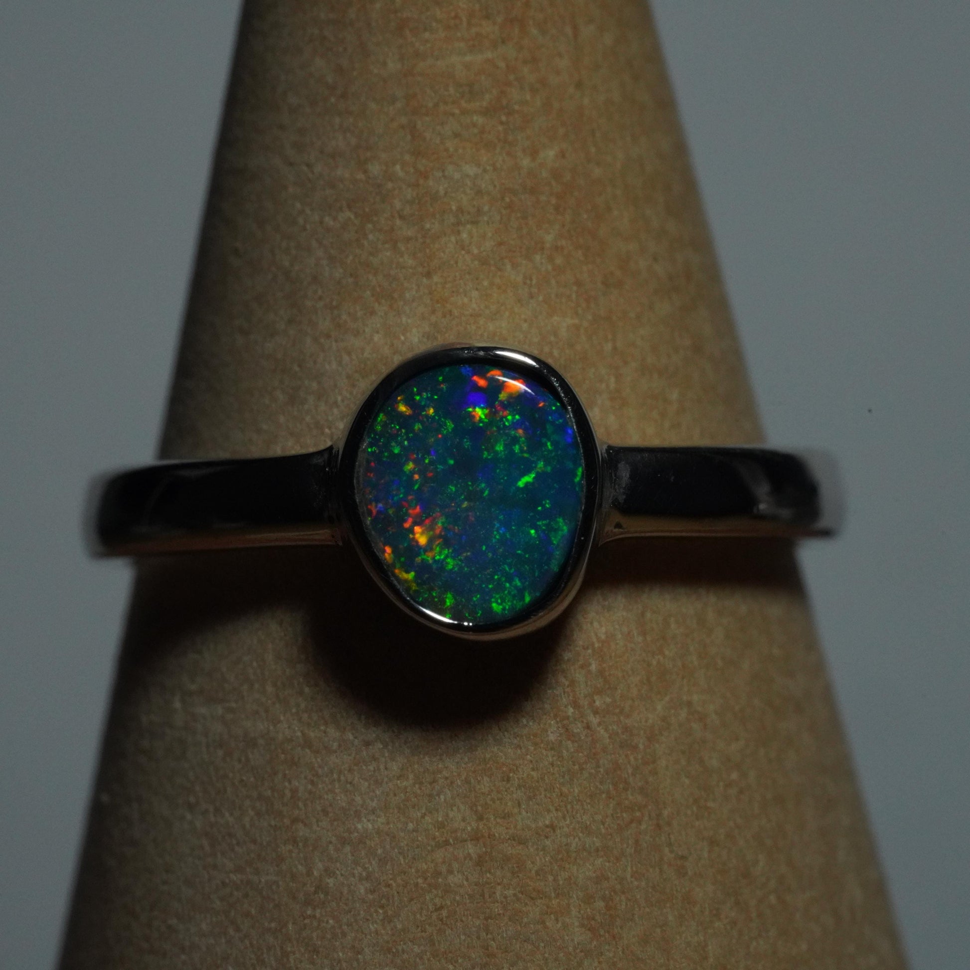 Australian Opal Doublet Silver Ring Size 6 US | Natural Unique Colourful Opal | Gift For Women October Birthstone