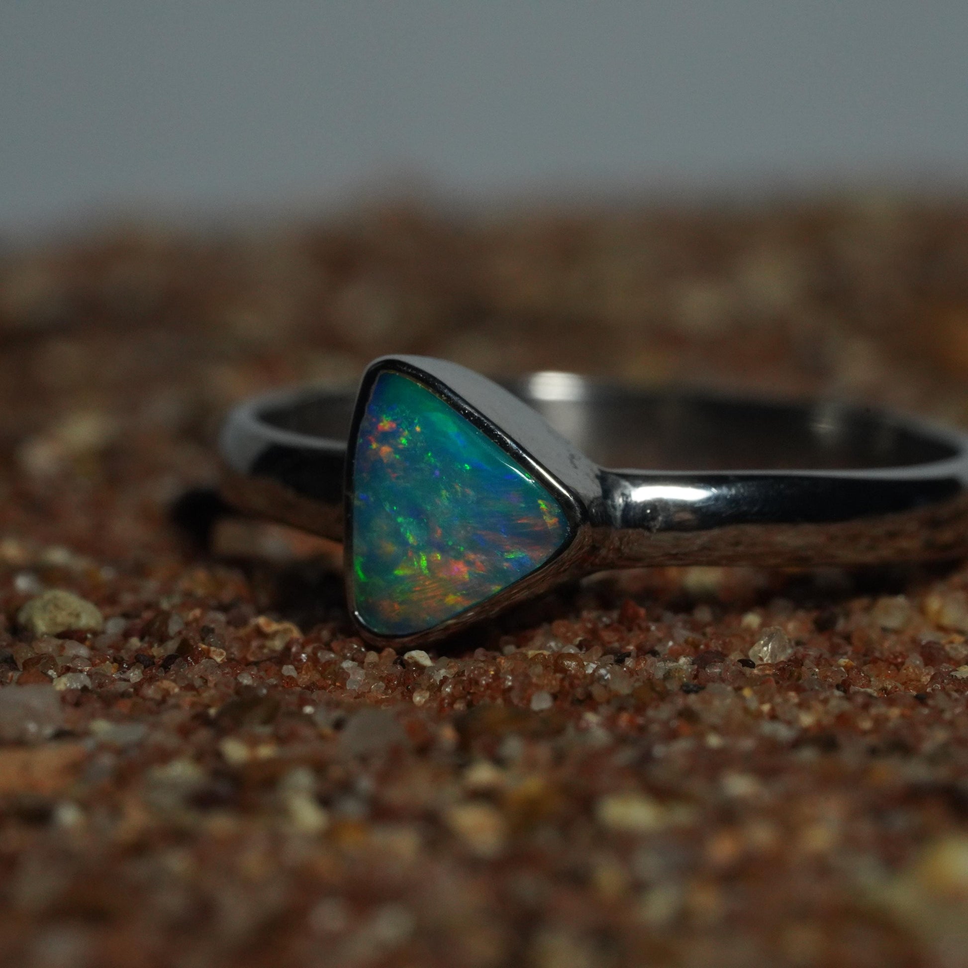 Australian Opal Silver Ring Size 7 | Natural Unique Colourful Opal | Gift For Women October Birthstone