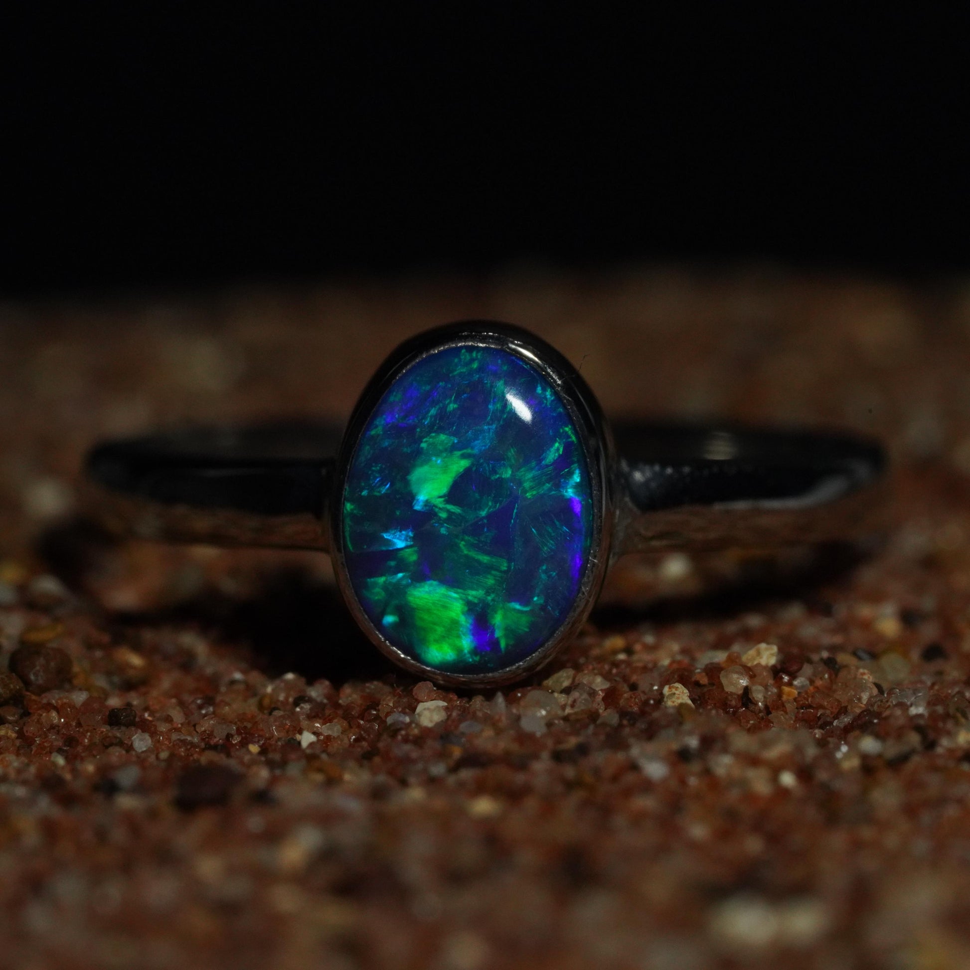 Australian Opal Doublet Silver Ring Size 8 US | Natural Unique Colourful Opal | Gift For Women October Birthstone