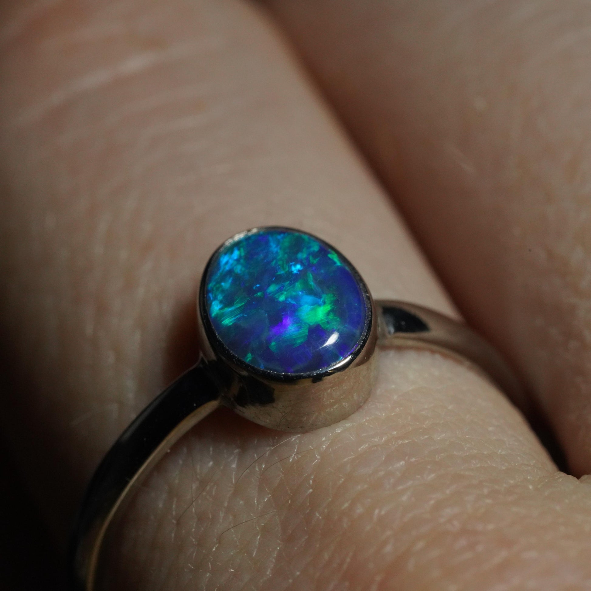 Australian Opal Doublet Silver Ring Size 8 US | Natural Unique Colourful Opal | Gift For Women October Birthstone