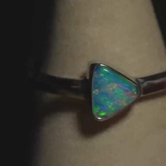 Australian Opal Silver Ring Size 7 | Natural Unique Colourful Opal | Gift For Women October Birthstone