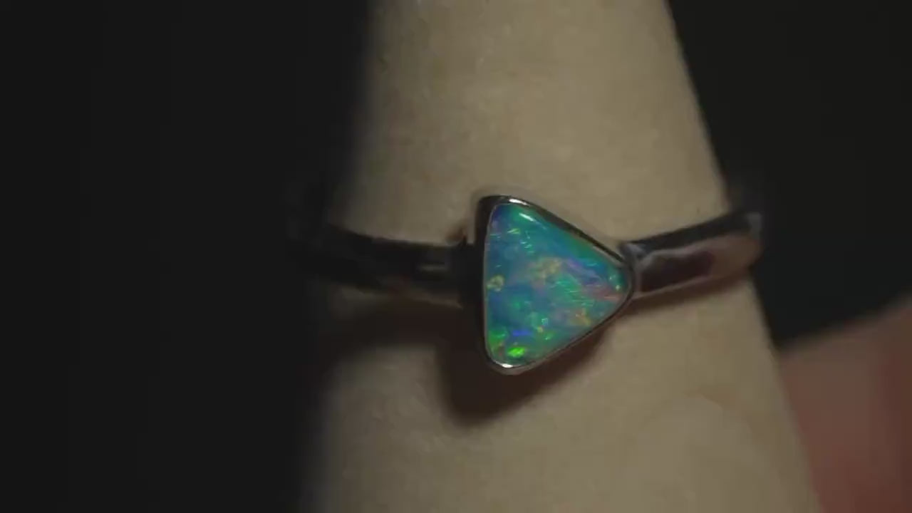 Australian Opal Silver Ring Size 7 | Natural Unique Colourful Opal | Gift For Women October Birthstone