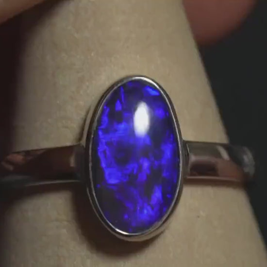 Australian Opal Doublet Silver Ring Size 9 US | Natural Unique Colourful Opal | Gift For Women October Birthstone