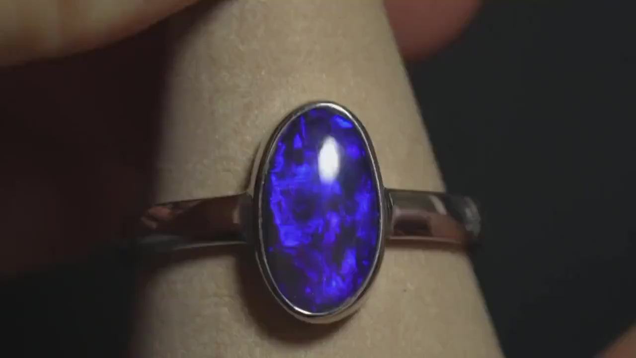 Australian Opal Doublet Silver Ring Size 9 US | Natural Unique Colourful Opal | Gift For Women October Birthstone