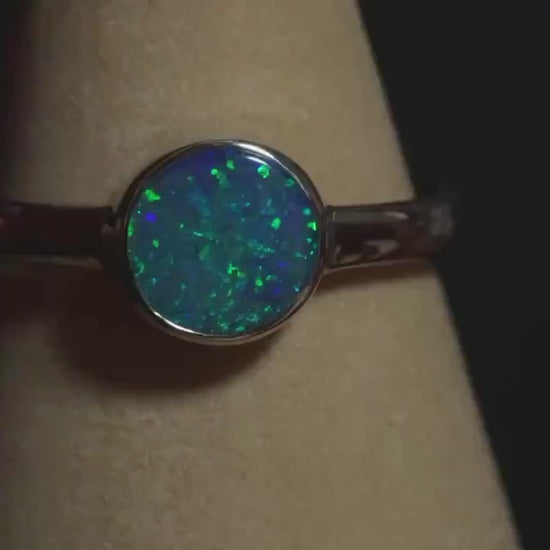 Australian Opal Doublet Silver Ring Size 7 US | Natural Unique Colourful Opal | Gift For Women October Birthstone