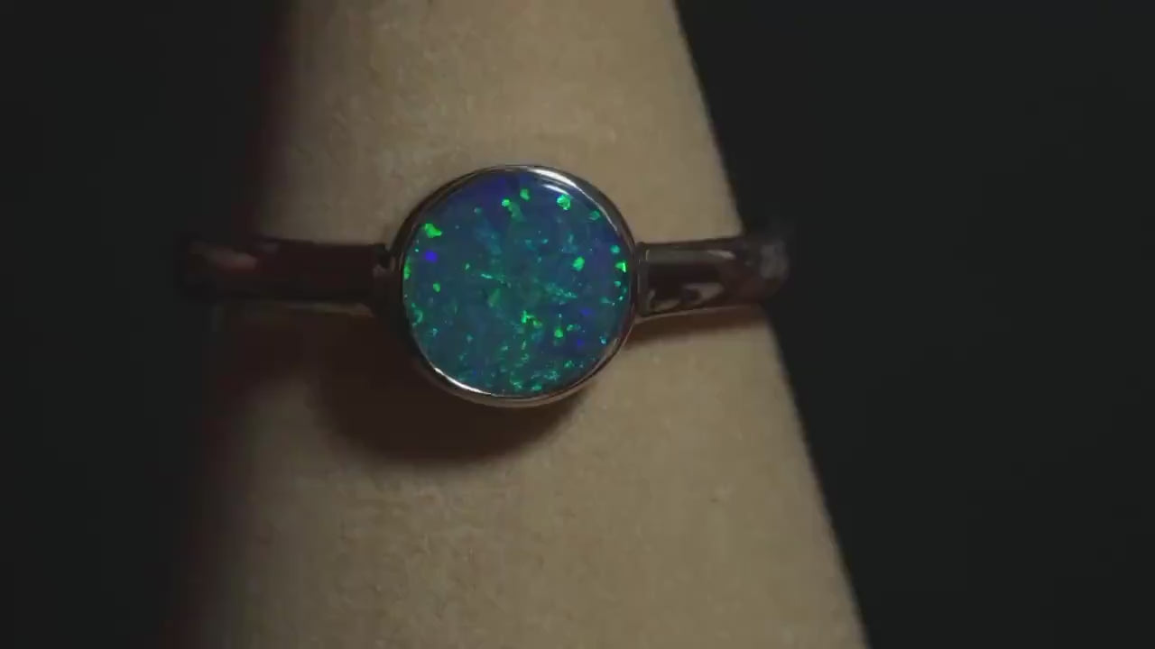 Australian Opal Doublet Silver Ring Size 7 US | Natural Unique Colourful Opal | Gift For Women October Birthstone