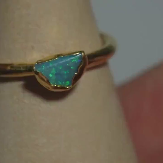 Single Raw Opal Gold Ring | Unique Gift for Her | October Birthstone | Electrform Opal Ring | US Size 6