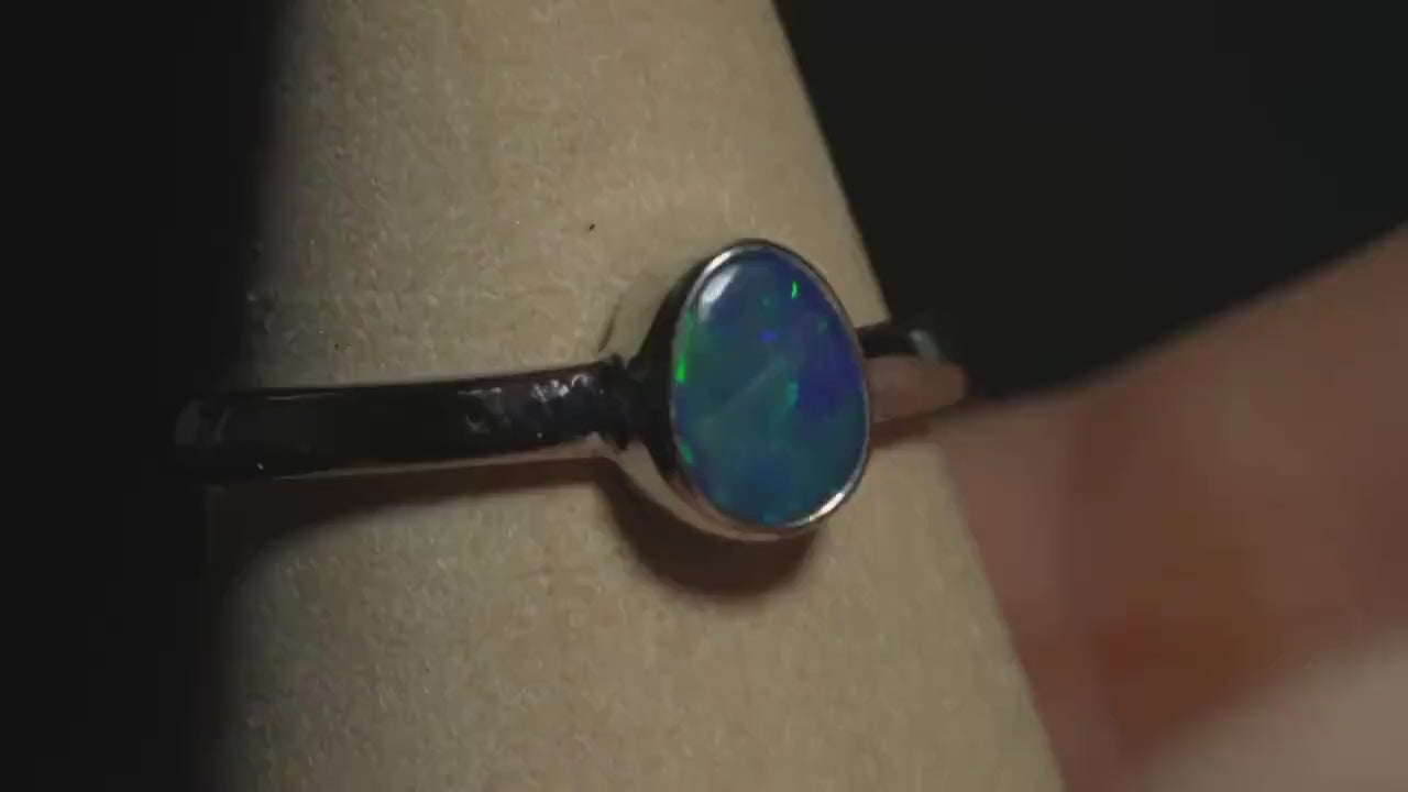 Australian Opal Doublet Silver Ring Size 8 US | Natural Unique Colourful Opal | Gift For Women October Birthstone